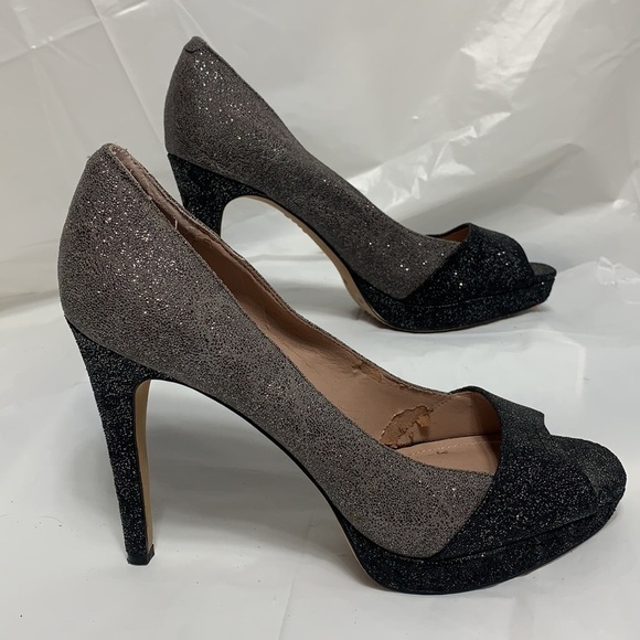 VINCE Camuto Timmons Gray Black Sparkle Open Toe Heel  Size 8.5B - Picture 5 of 10